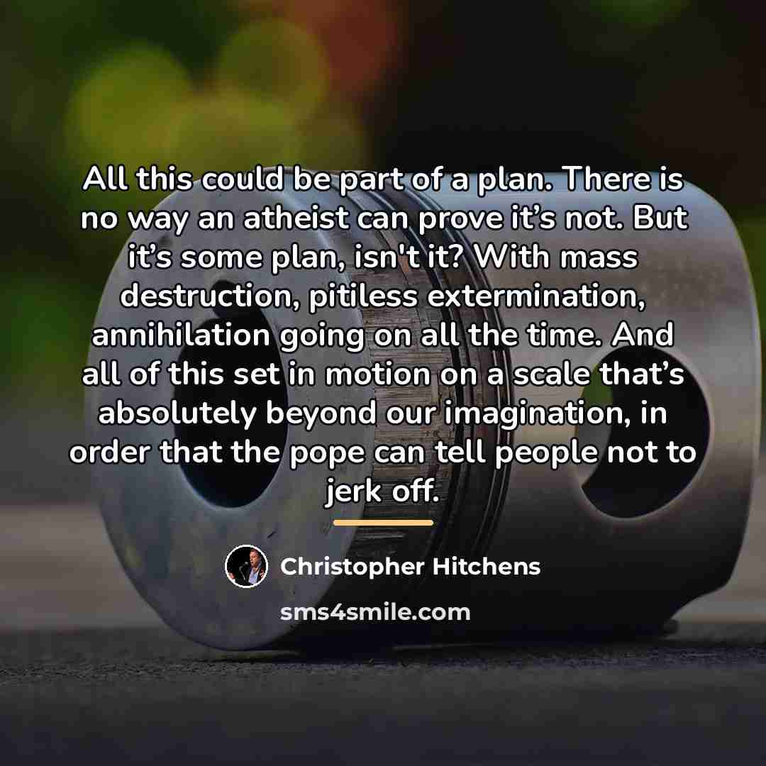 “All this could be part of a plan. There is…” quote by Christopher Hitchens