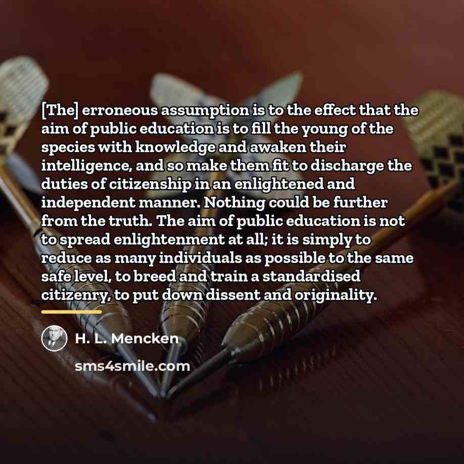 “[The] erroneous assumption is to the effect that the aim…” quote by H. L. Mencken