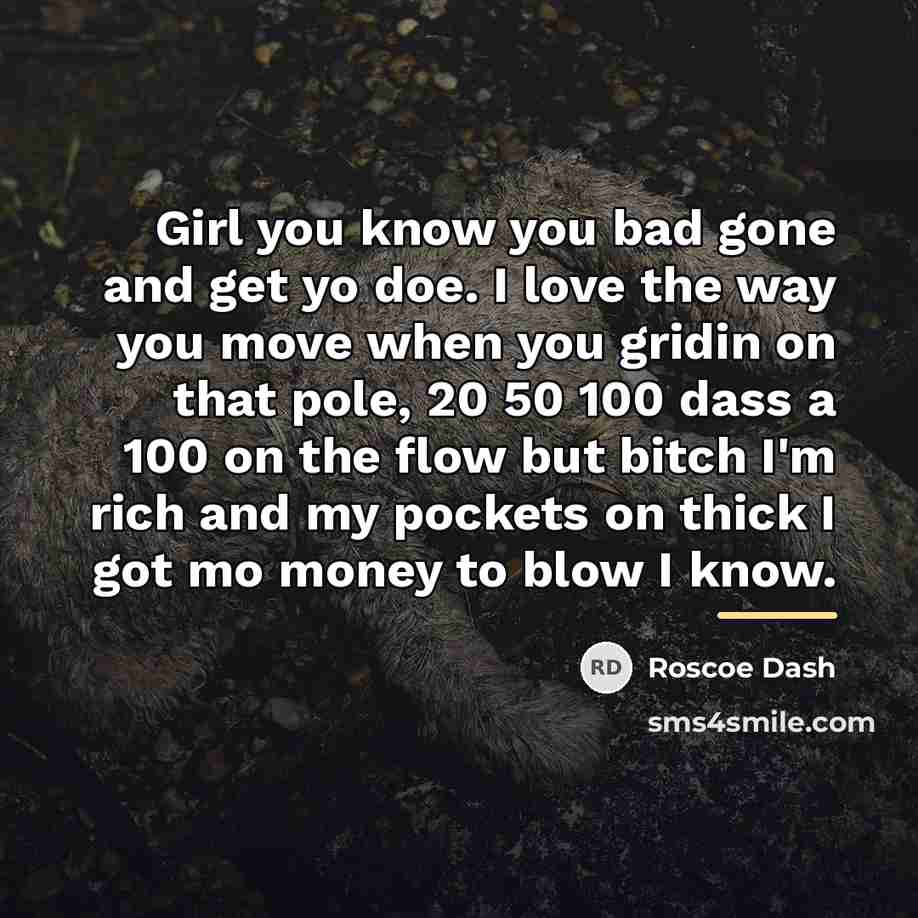 “Girl you know you bad gone and get yo doe.…” quote by Roscoe Dash