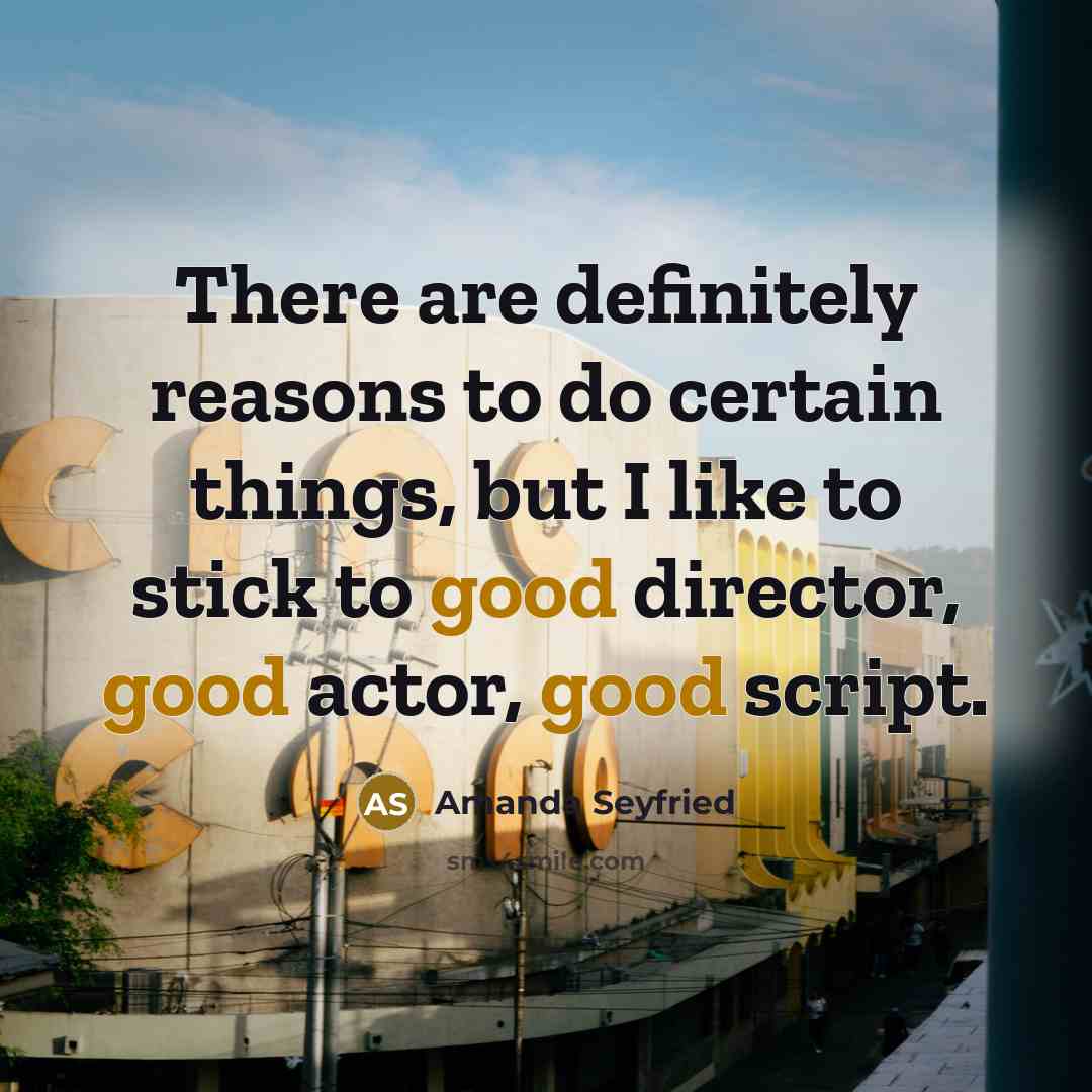 “There are definitely reasons to do certain things, but I…” quote by Amanda Seyfried