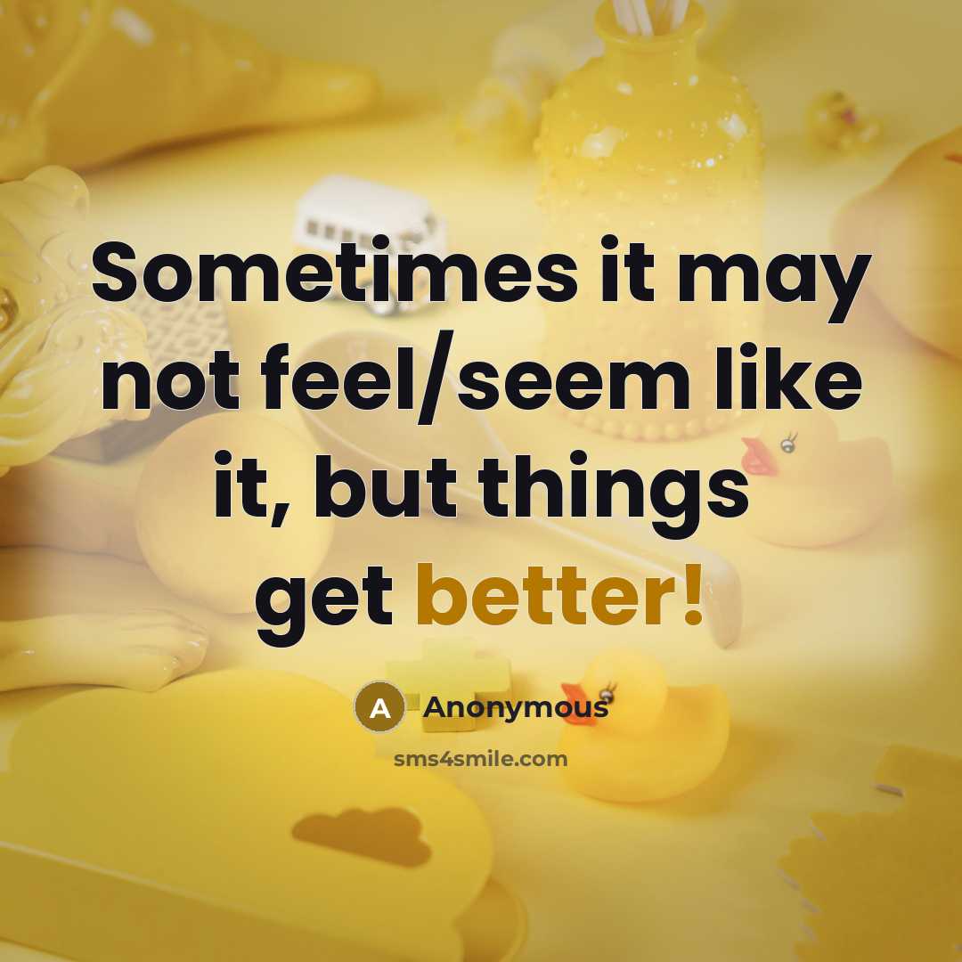 “Sometimes it may not feel/seem like it, but things get better!” quote by Anonymous