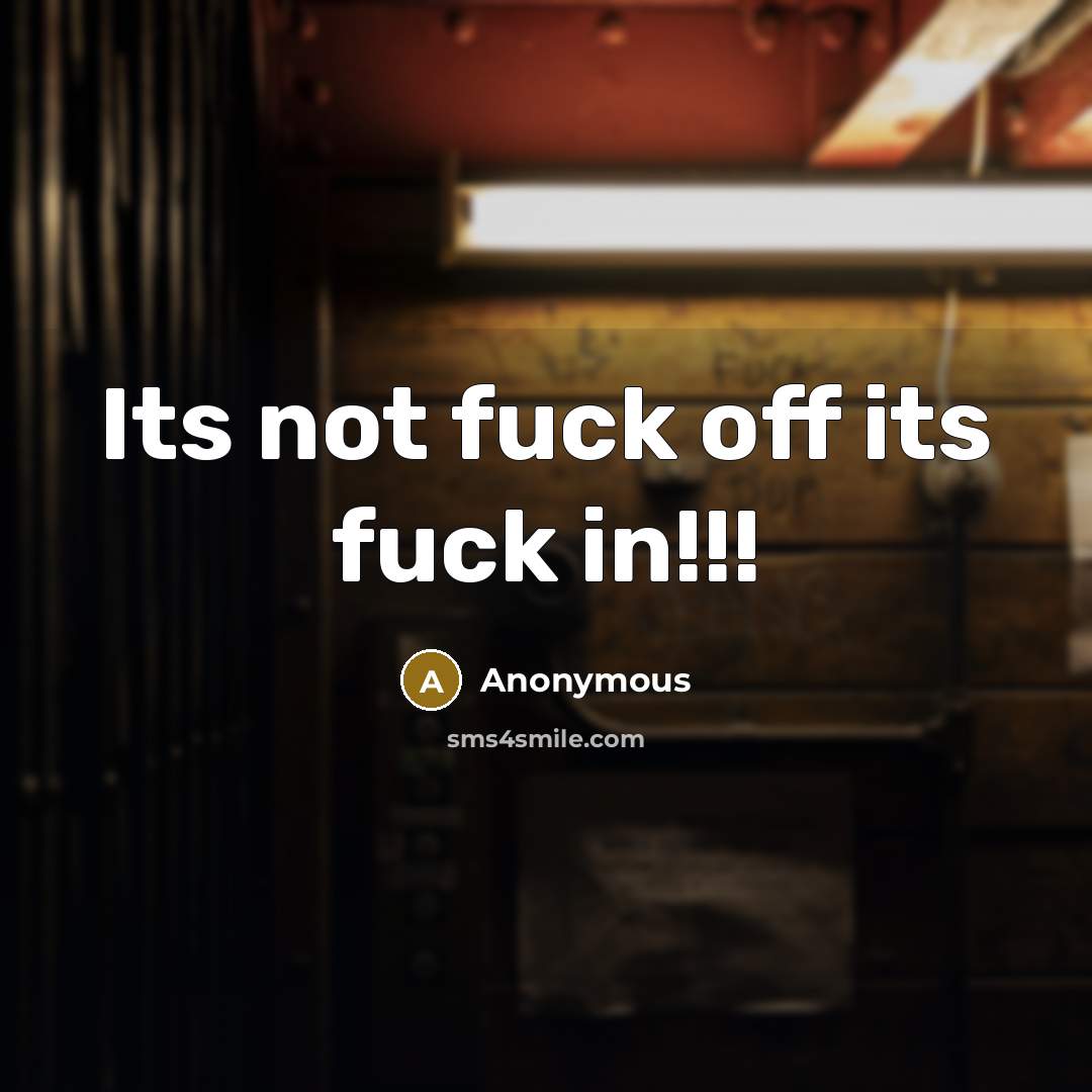 “Its not fuck off its fuck in!!!” quote by Anonymous