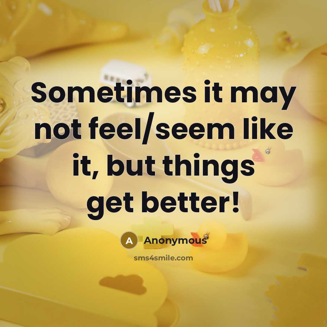 “Sometimes it may not feel/seem like it, but things get better!” quote by Anonymous