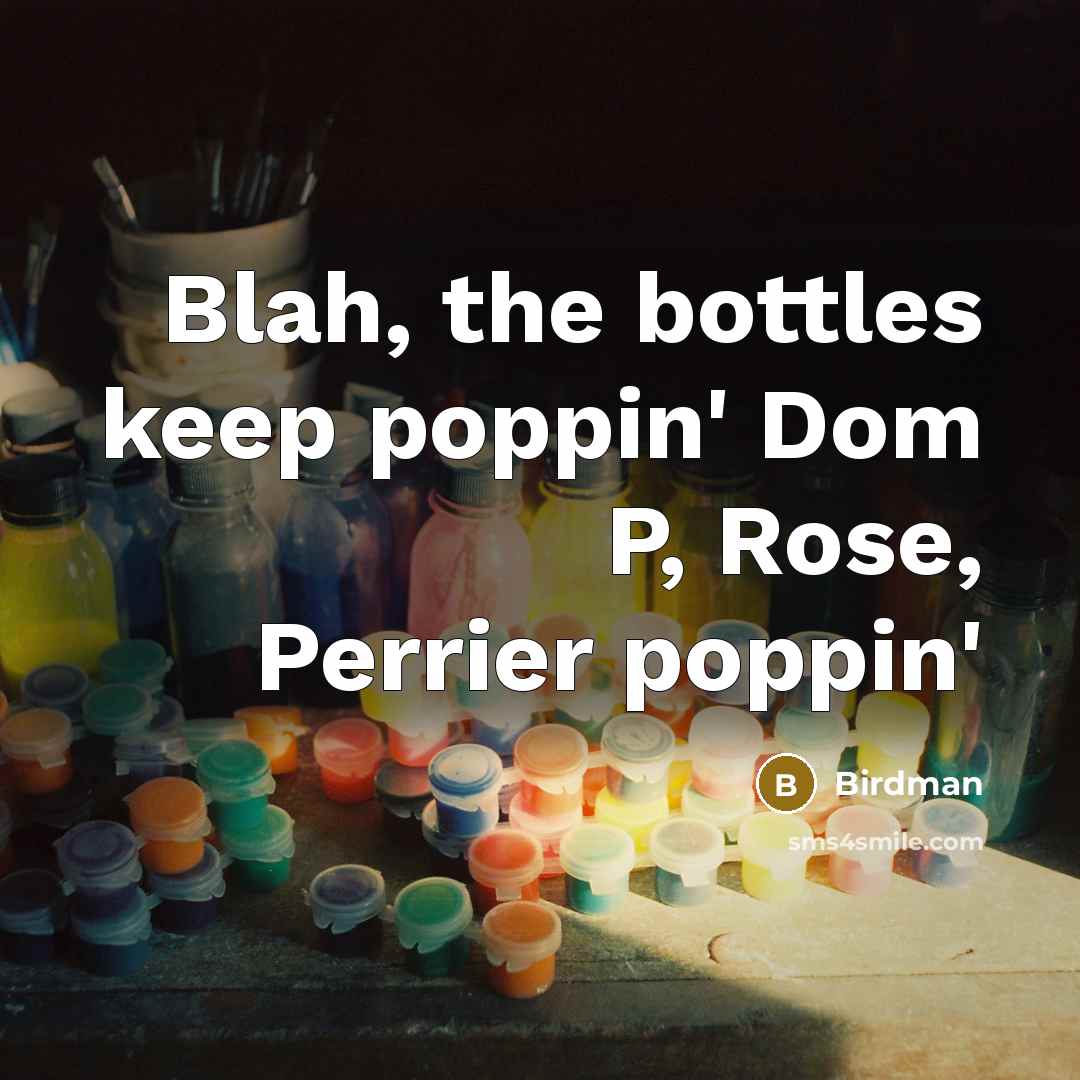 “Blah, the bottles keep poppin' Dom P, Rose, Perrier poppin'…” quote by Birdman