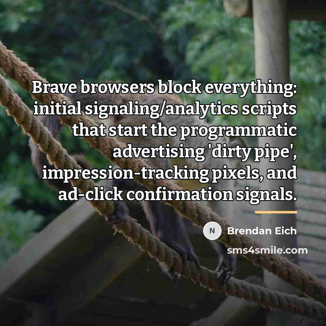 “Brave browsers block everything: initial signaling/analytics scripts that start the…” quote by Brendan Eich