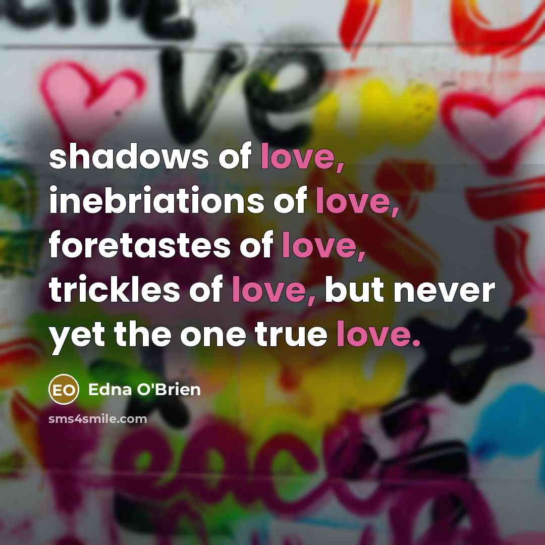 “shadows of love, inebriations of love, foretastes of love, trickles…” quote by Edna O'Brien