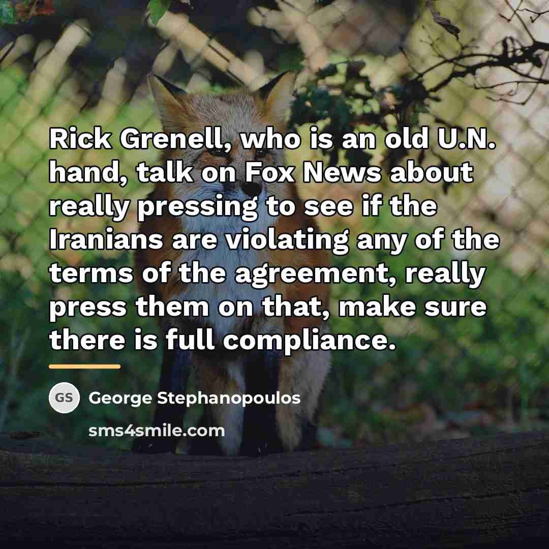 “Rick Grenell, who is an old U.N. hand, talk on…” quote by George Stephanopoulos
