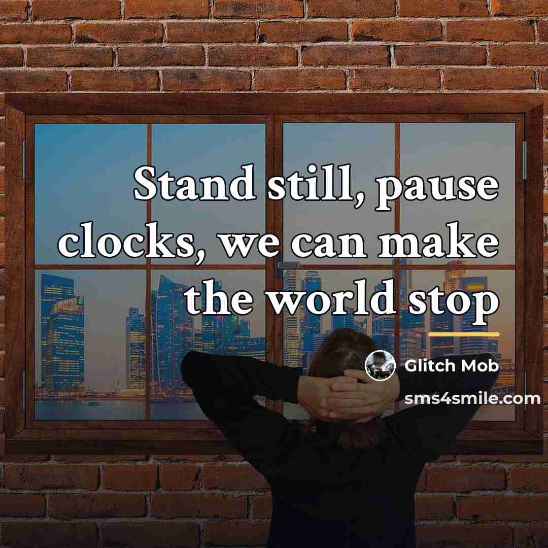 “Stand still, pause clocks, we can make the world stop…” quote by Glitch Mob