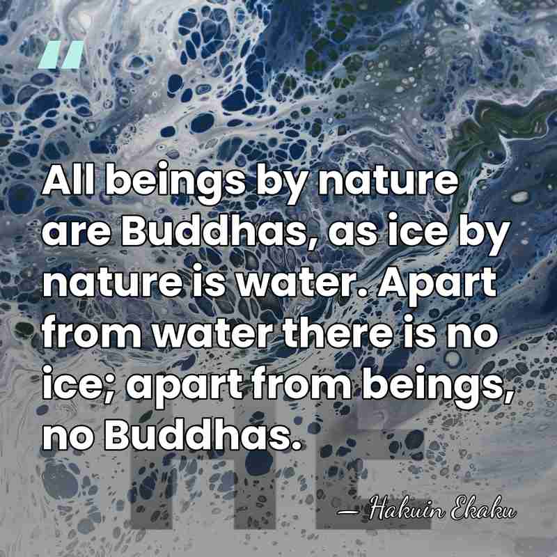 All beings by nature are Buddhas, as ice by nature is water.&hellip; - Hakuin Ekaku