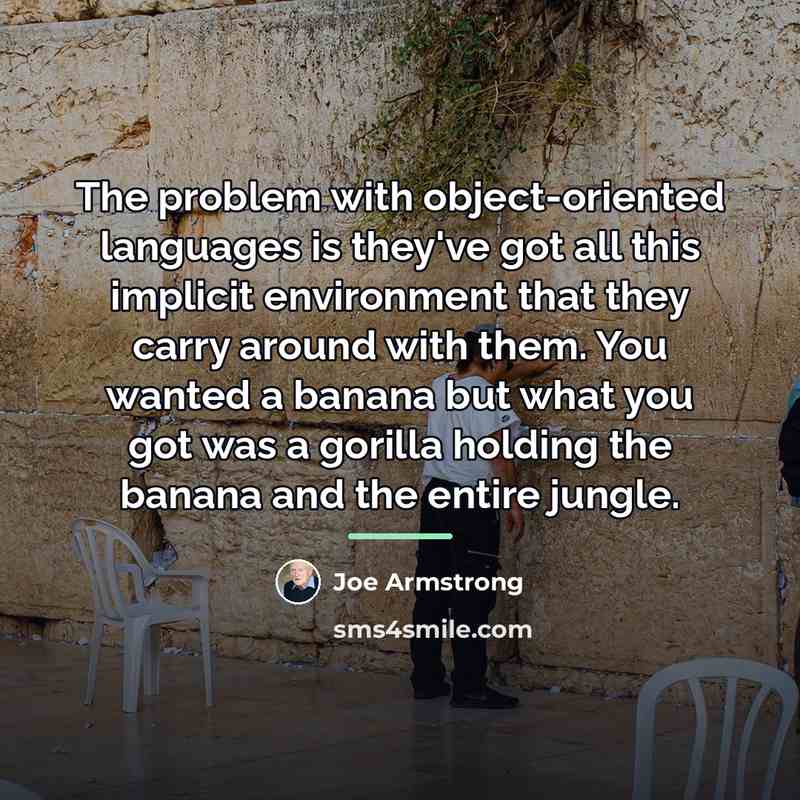 “The problem with object-oriented languages is they've got all this…” quote by Joe Armstrong