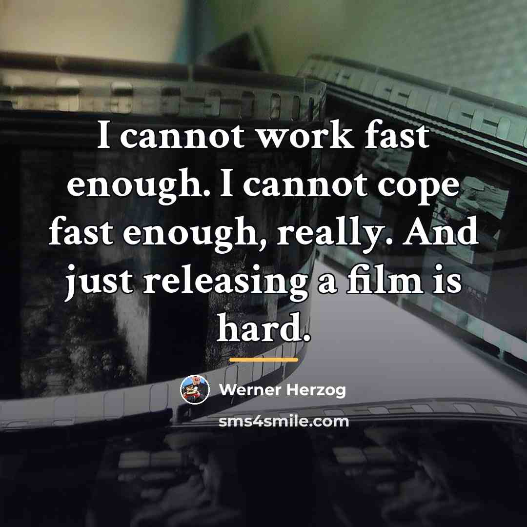 “I cannot work fast enough. I cannot cope fast enough,…” quote by Werner Herzog
