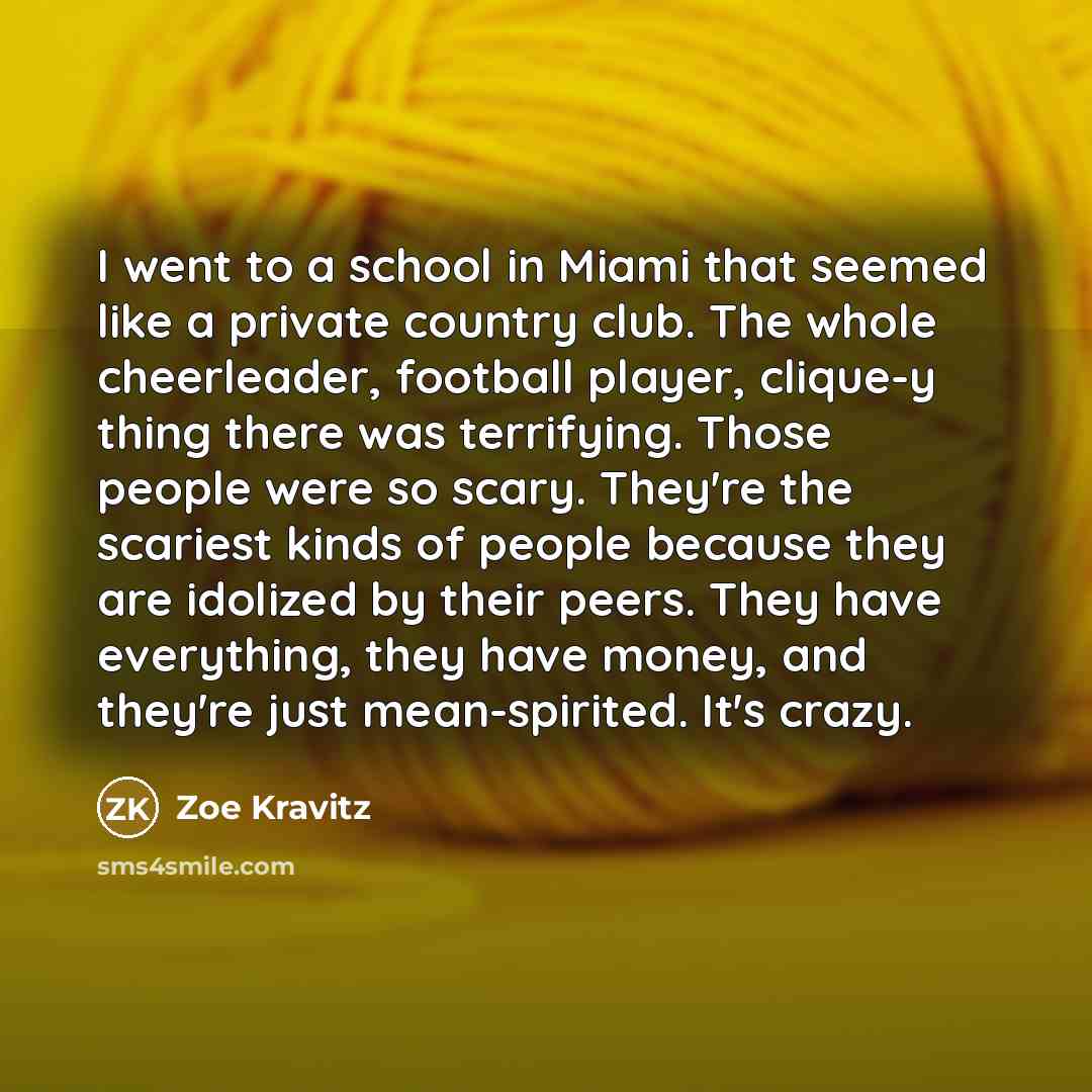 “I went to a school in Miami that seemed like…” quote by Zoe Kravitz