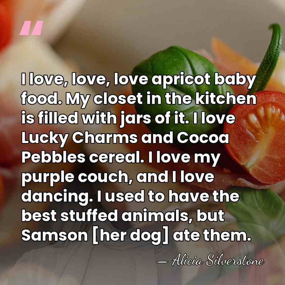 I love, love, love apricot baby food. My closet in the kitchen&hellip; - Alicia Silverstone