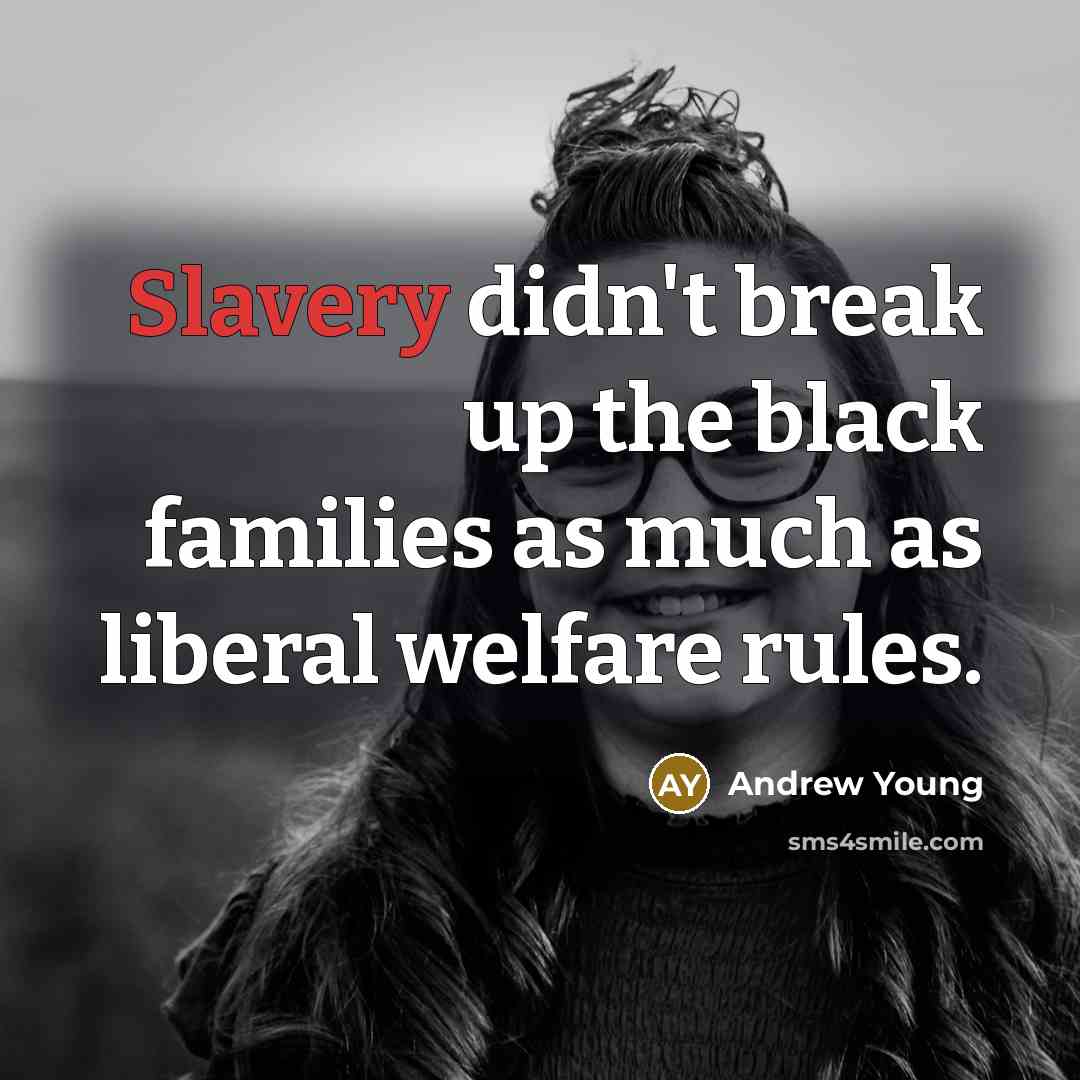 “Slavery didn't break up the black families as much as…” quote by Andrew Young