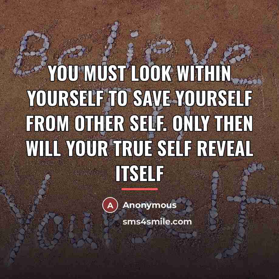 “You must look within yourself to save yourself from other…” quote by Anonymous
