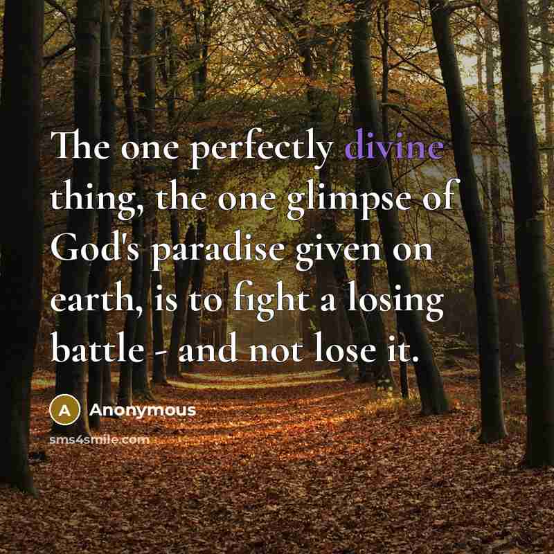 “The one perfectly divine thing, the one glimpse of God's…” quote by Anonymous