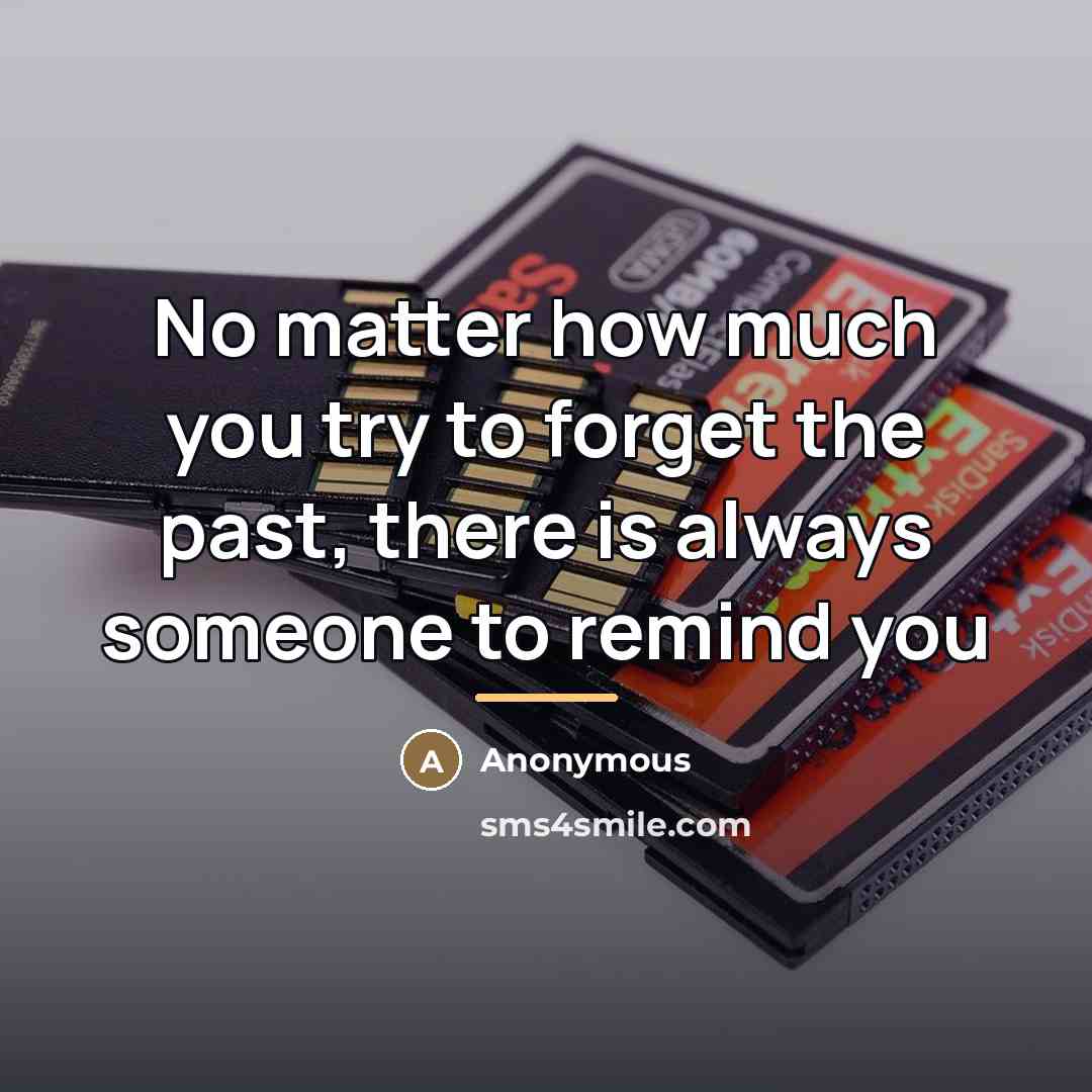 “No matter how much you try to forget the past,…” quote by Anonymous