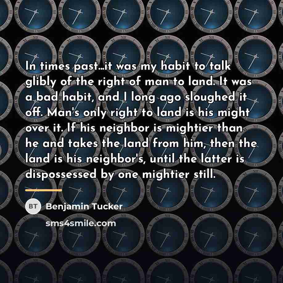 “In times past...it was my habit to talk glibly of…” quote by Benjamin Tucker