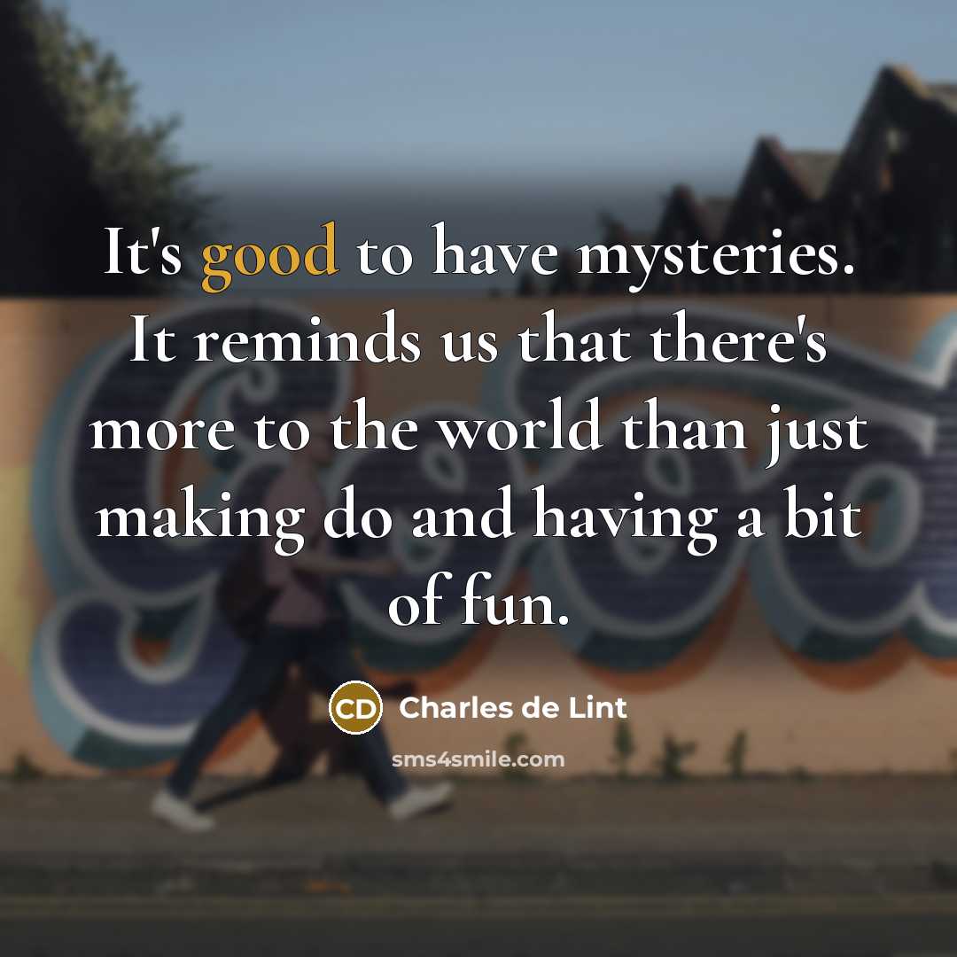 “It's good to have mysteries. It reminds us that there's…” quote by Charles de Lint