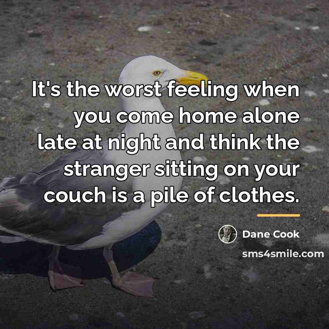 “It's the worst feeling when you come home alone late…” quote by Dane Cook
