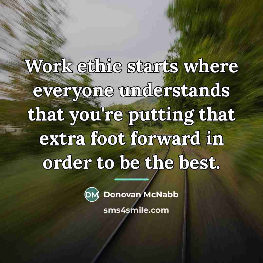 “Work ethic starts where everyone understands that you're putting that…” quote by Donovan McNabb