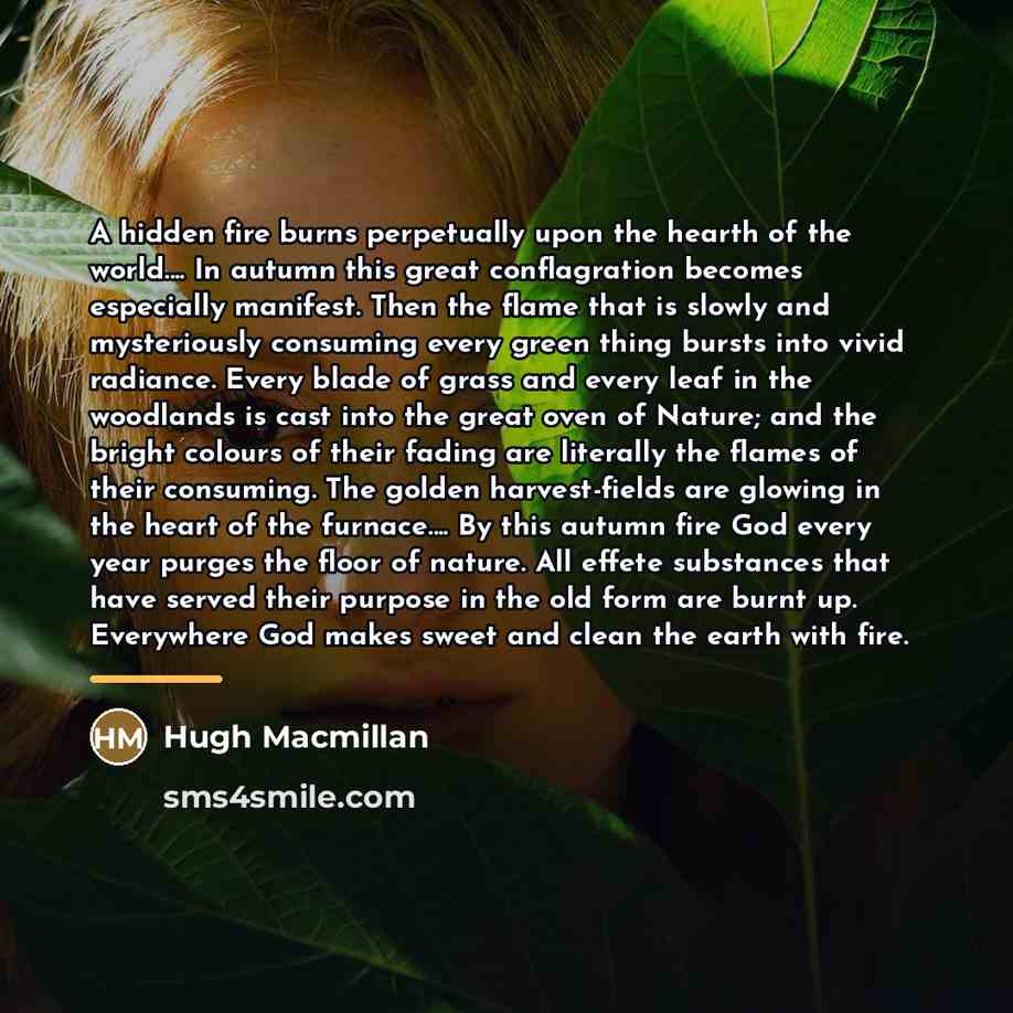 “A hidden fire burns perpetually upon the hearth of the…” quote by Hugh Macmillan