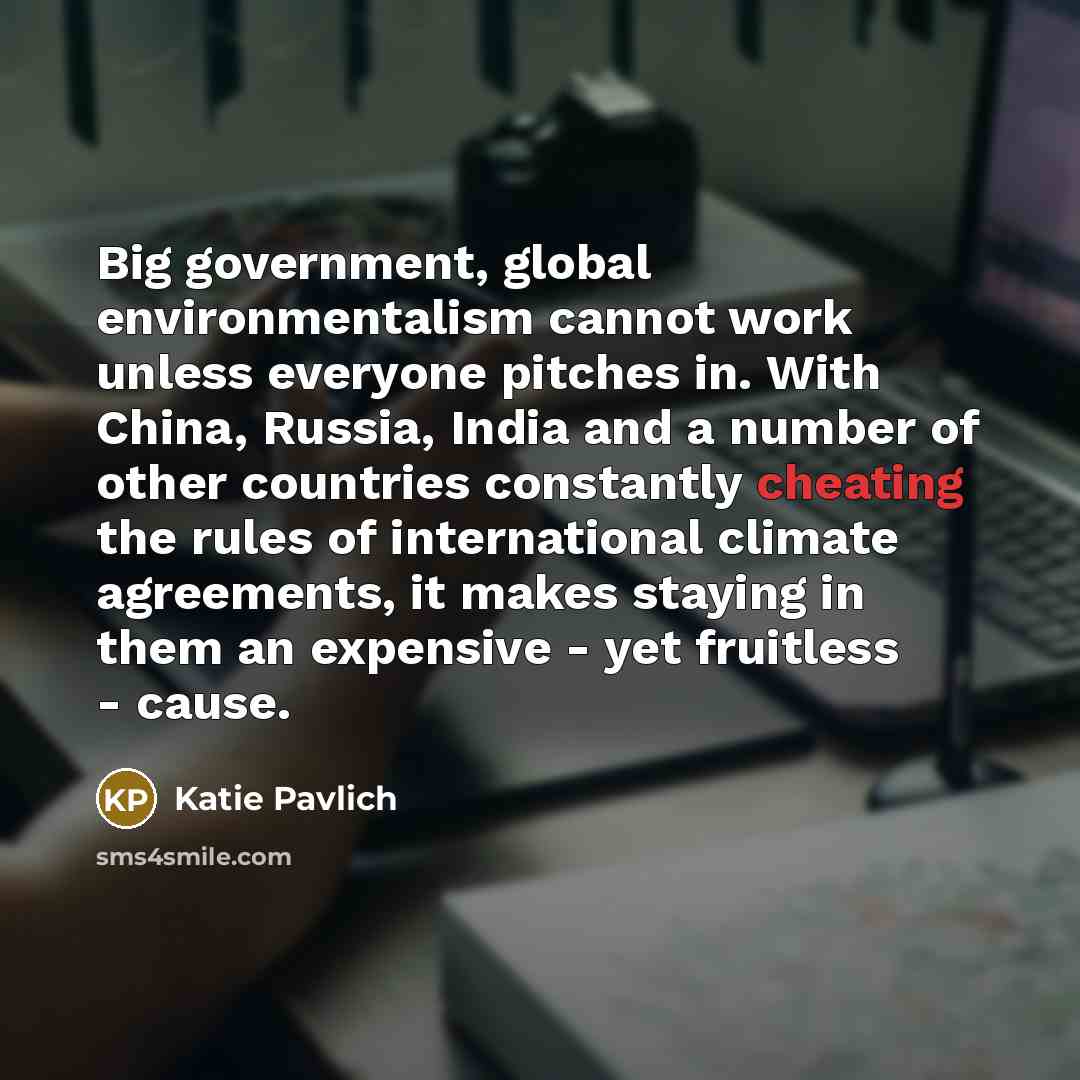 “Big government, global environmentalism cannot work unless everyone pitches in.…” quote by Katie Pavlich