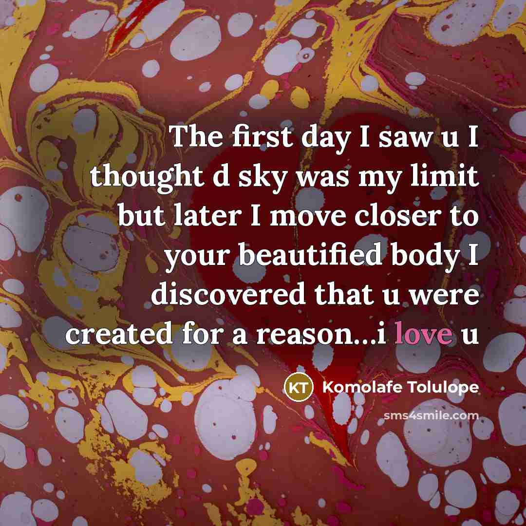 “The first day I saw u I thought d sky was my limit but later I move closer to your beautified body I discovered that u were created for a reason…i love u” quote by Komolafe Tolulope