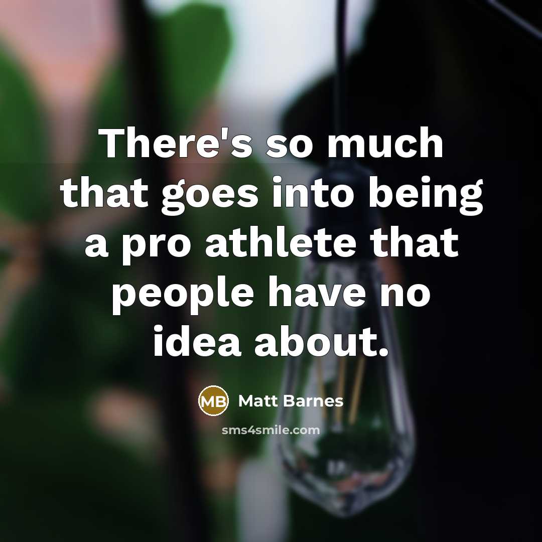 “There's so much that goes into being a pro athlete…” quote by Matt Barnes