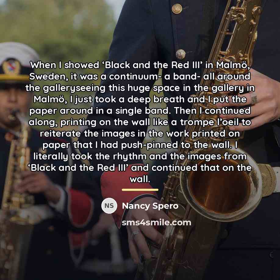 “When I showed ‘Black and the Red III’ in Malmö,…” quote by Nancy Spero
