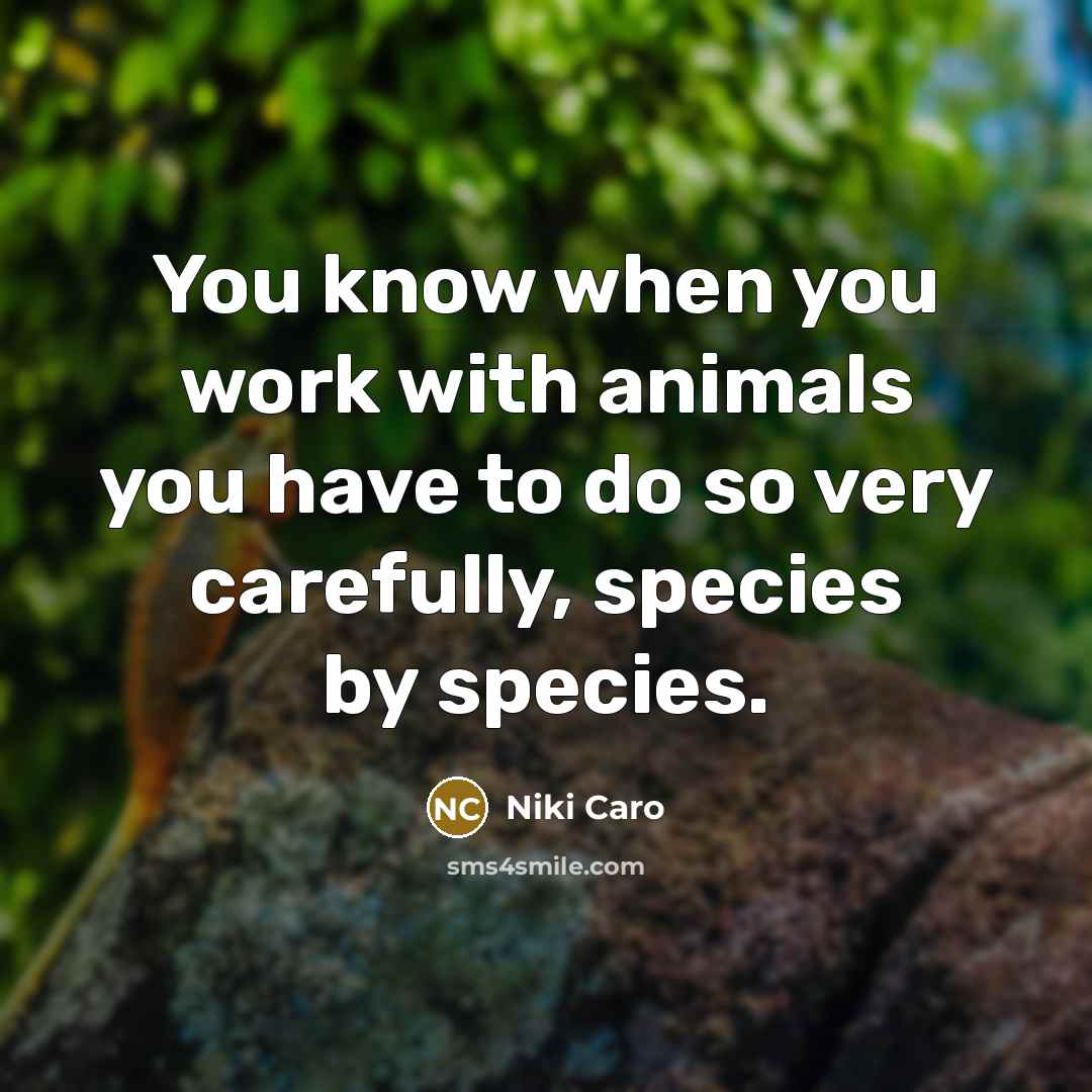 “You know when you work with animals you have to do so very carefully, species by species.” quote by Niki Caro