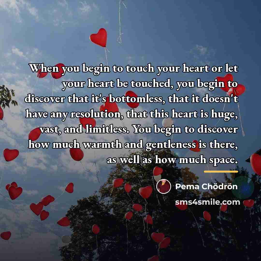 “When you begin to touch your heart or let your…” quote by Pema Chodron