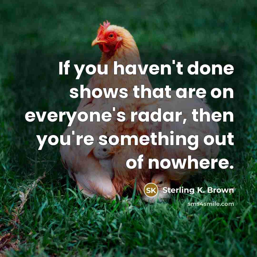 “If you haven't done shows that are on everyone's radar,…” quote by Sterling K. Brown