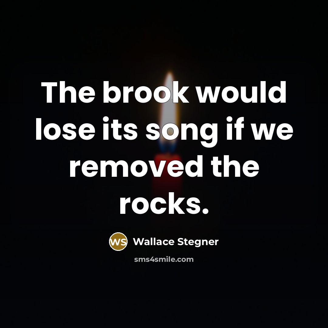 “The brook would lose its song if we removed the…” quote by Wallace Stegner