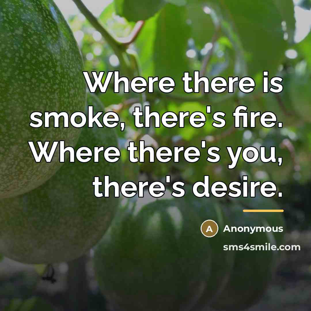 “Where there is smoke, there's fire. Where there's you, there's…” quote by Anonymous
