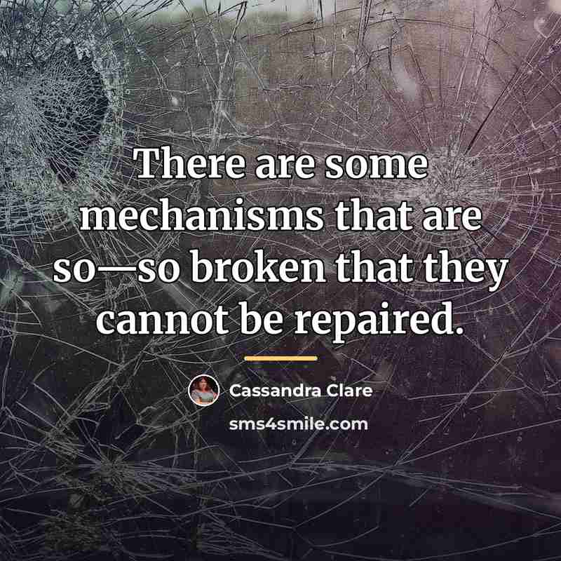 “There are some mechanisms that are so—so broken that they…” quote by Cassandra Clare
