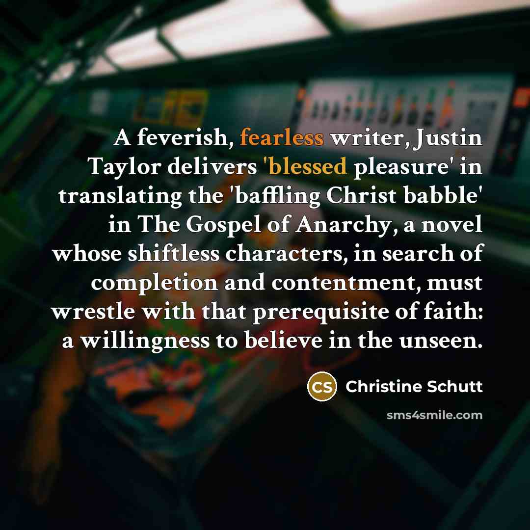 “A feverish, fearless writer, Justin Taylor delivers 'blessed pleasure' in…” quote by Christine Schutt
