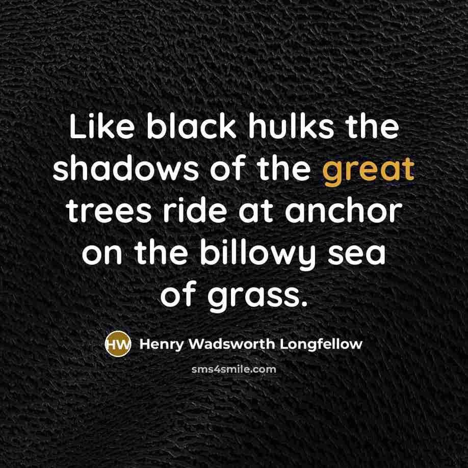 “Like black hulks the shadows of the great trees ride…” quote by Henry Wadsworth Longfellow