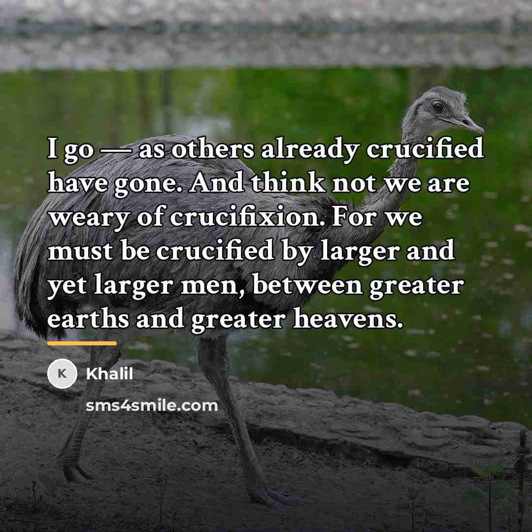 “I go — as others already crucified have gone. And…” quote by Khalil
