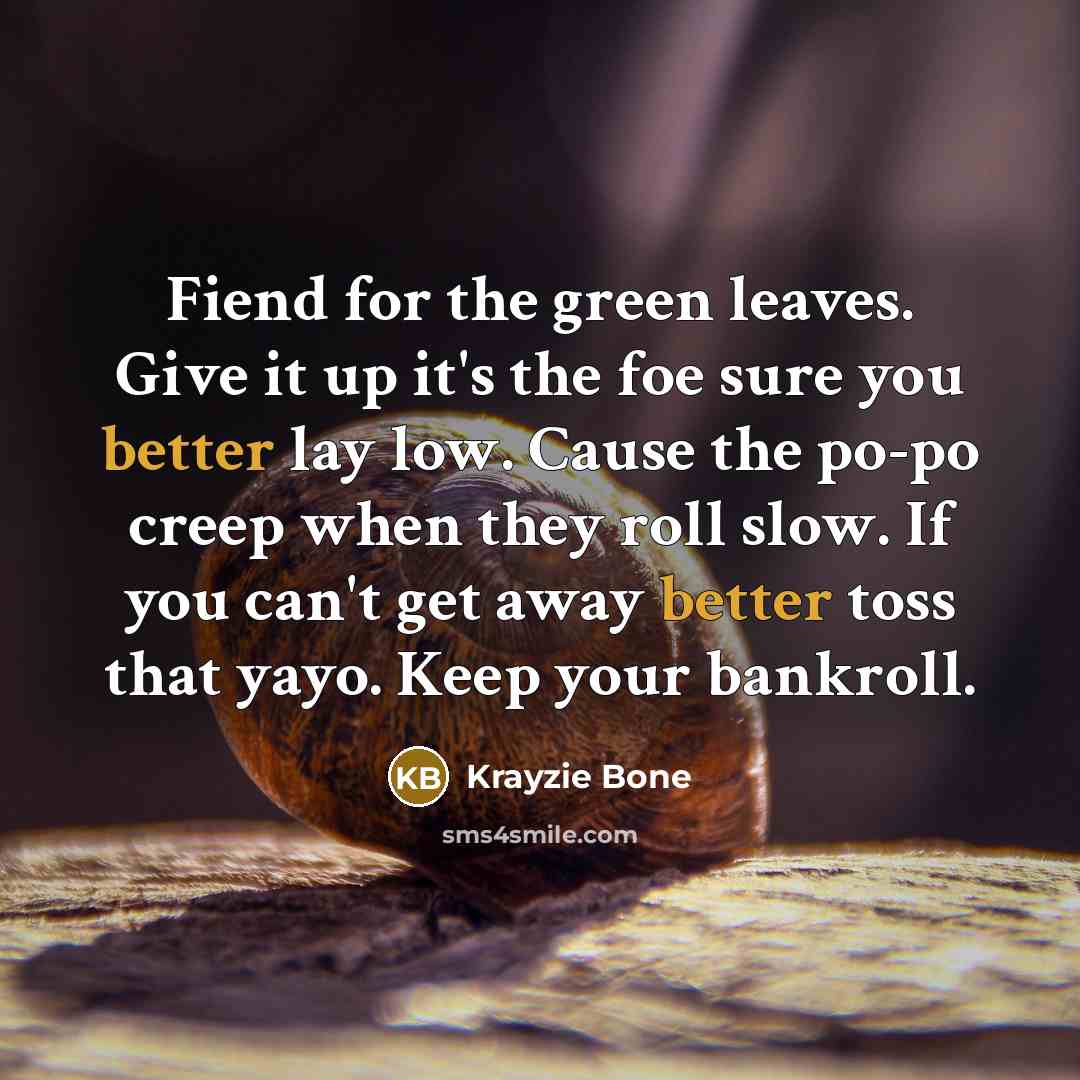“Fiend for the green leaves. Give it up it's the…” quote by Krayzie Bone