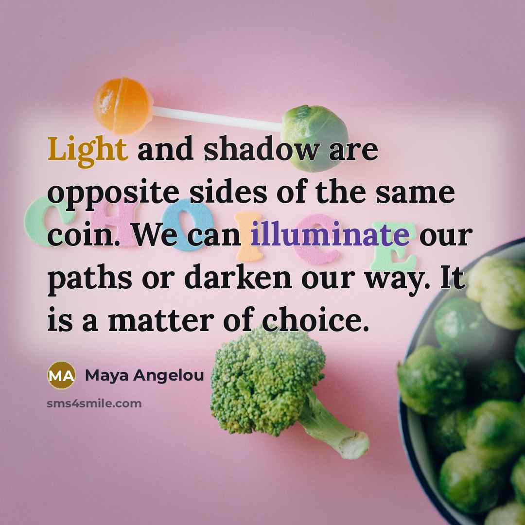“Light and shadow are opposite sides of the same coin.…” quote by Maya Angelou