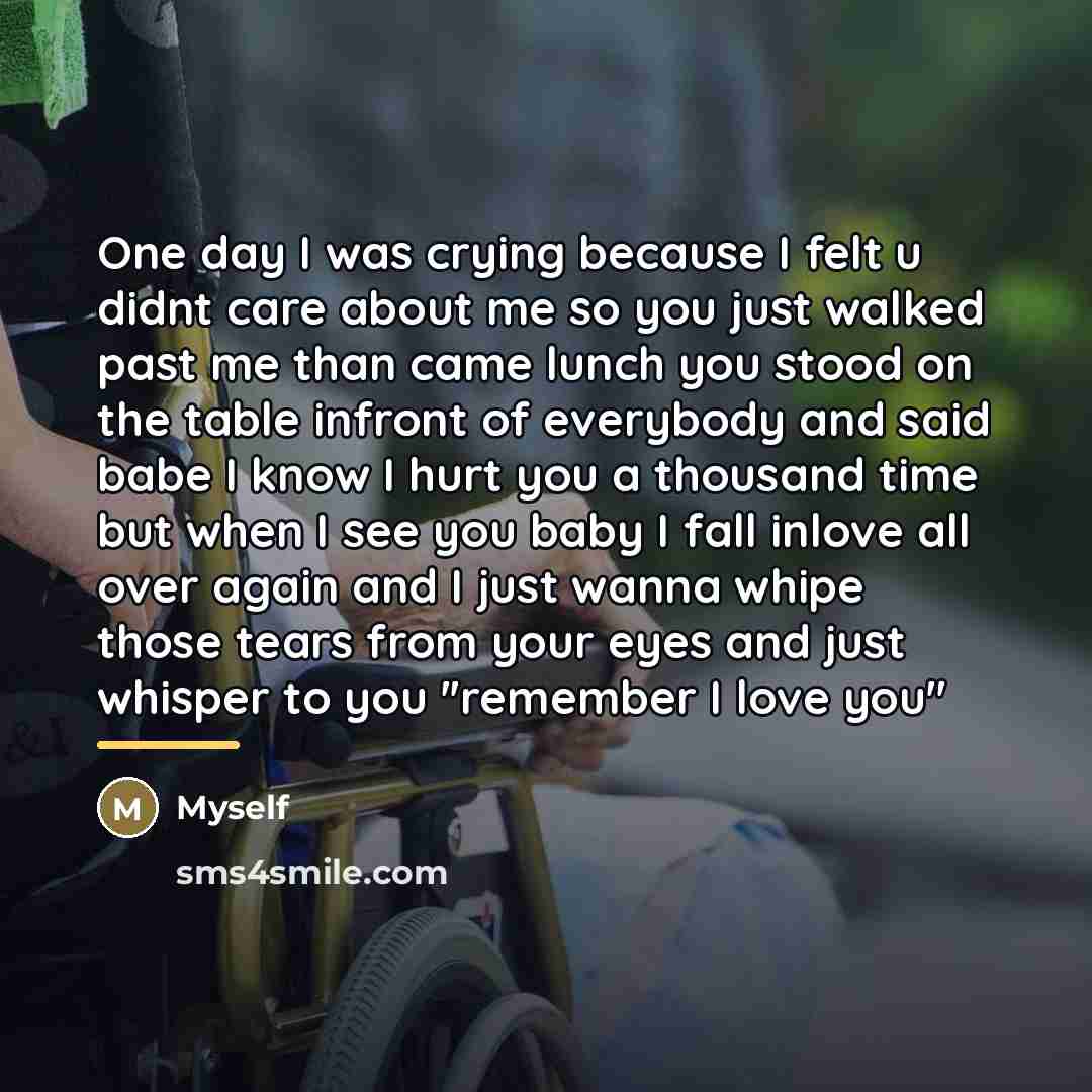 “One day I was crying because I felt u didnt…” quote by Myself
