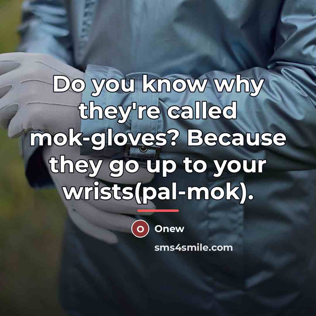“Do you know why they're called mok-gloves? Because they go…” quote by Onew