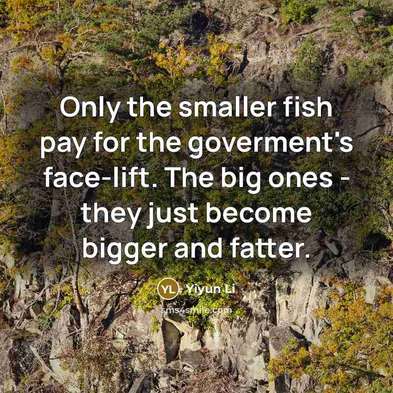 “Only the smaller fish pay for the goverment's face-lift. The…” quote by Yiyun Li