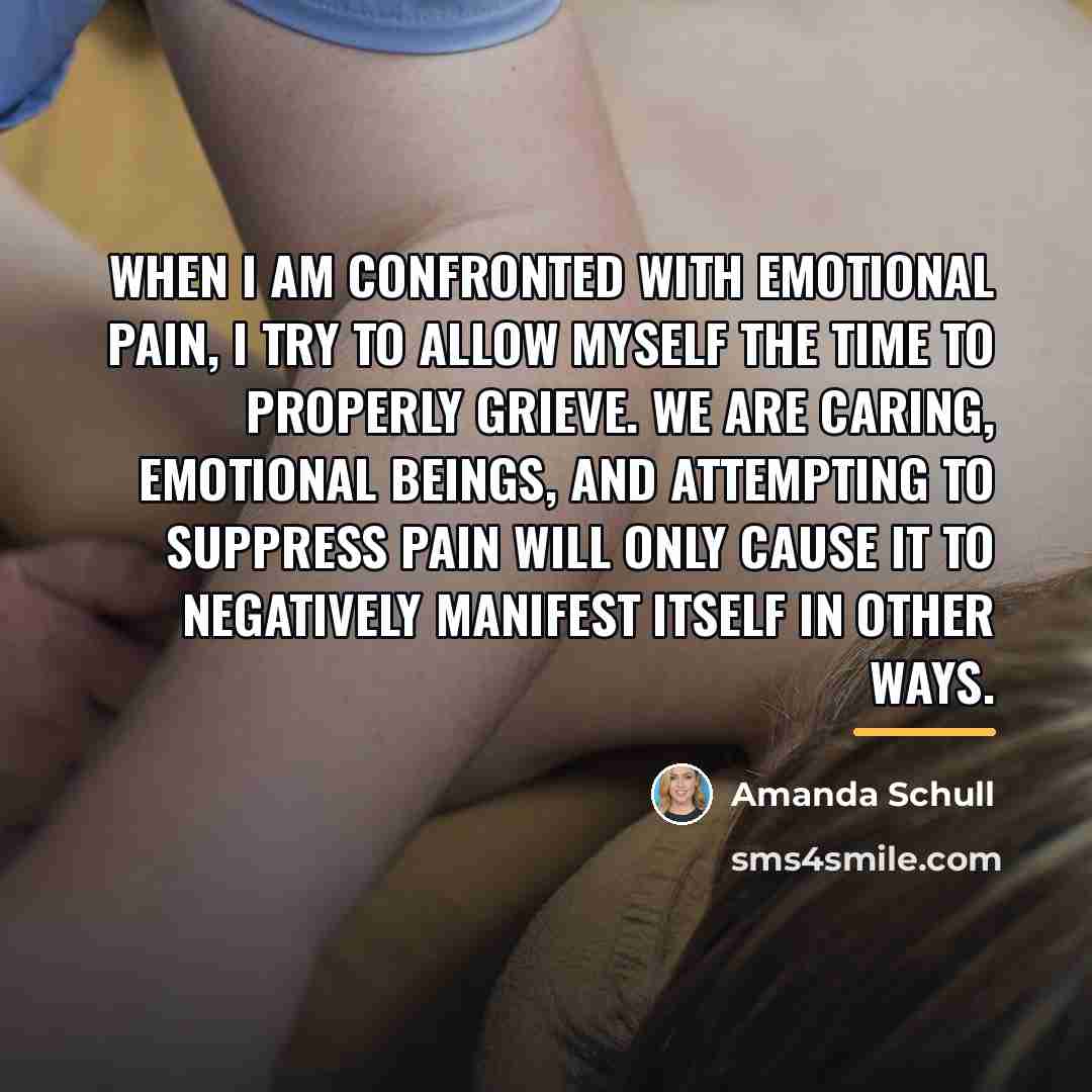 “When I am confronted with emotional pain, I try to…” quote by Amanda Schull