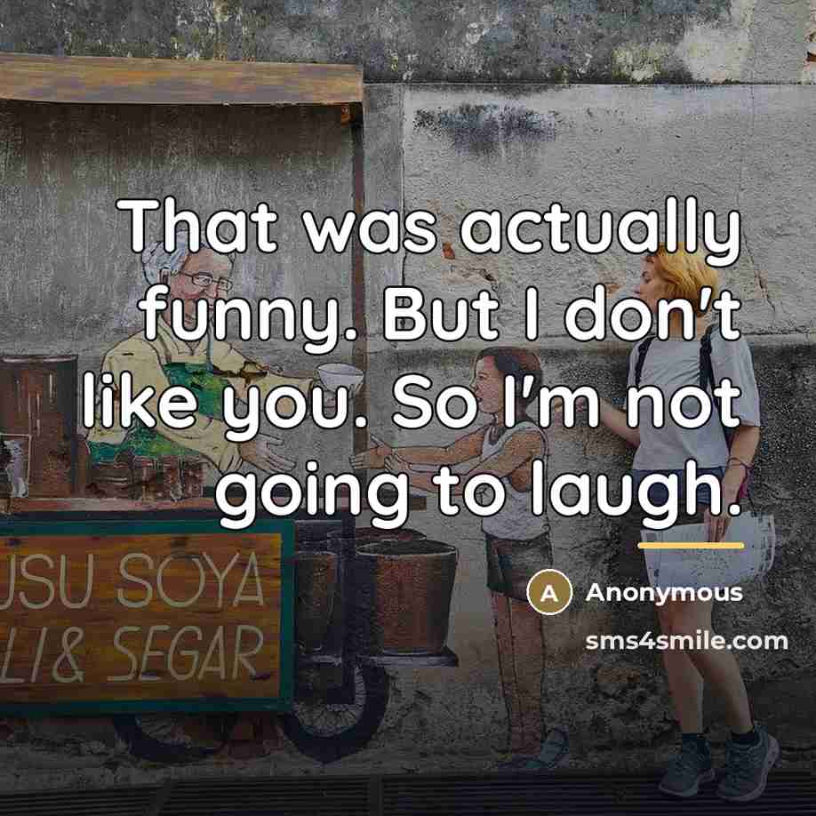 “That was actually funny. But I don't like you. So…” quote by Anonymous