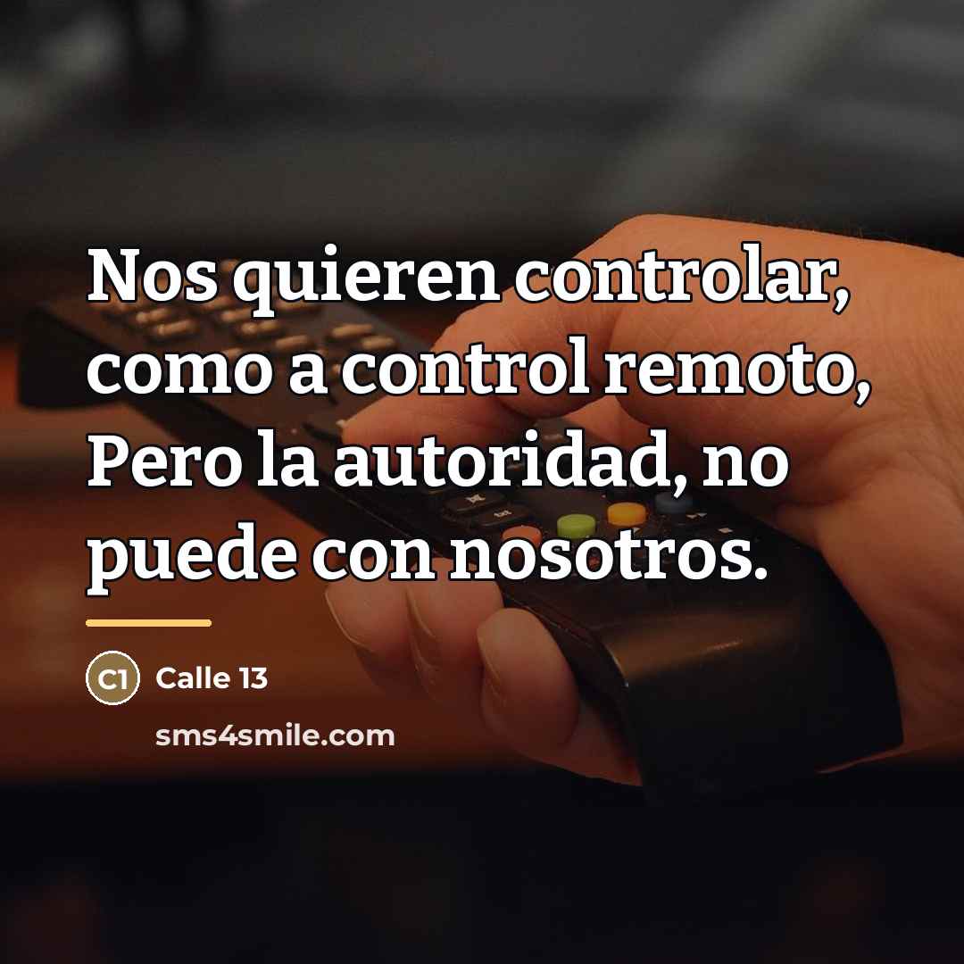 “Nos quieren controlar, como a control remoto, Pero la autoridad,…” quote by Calle 13