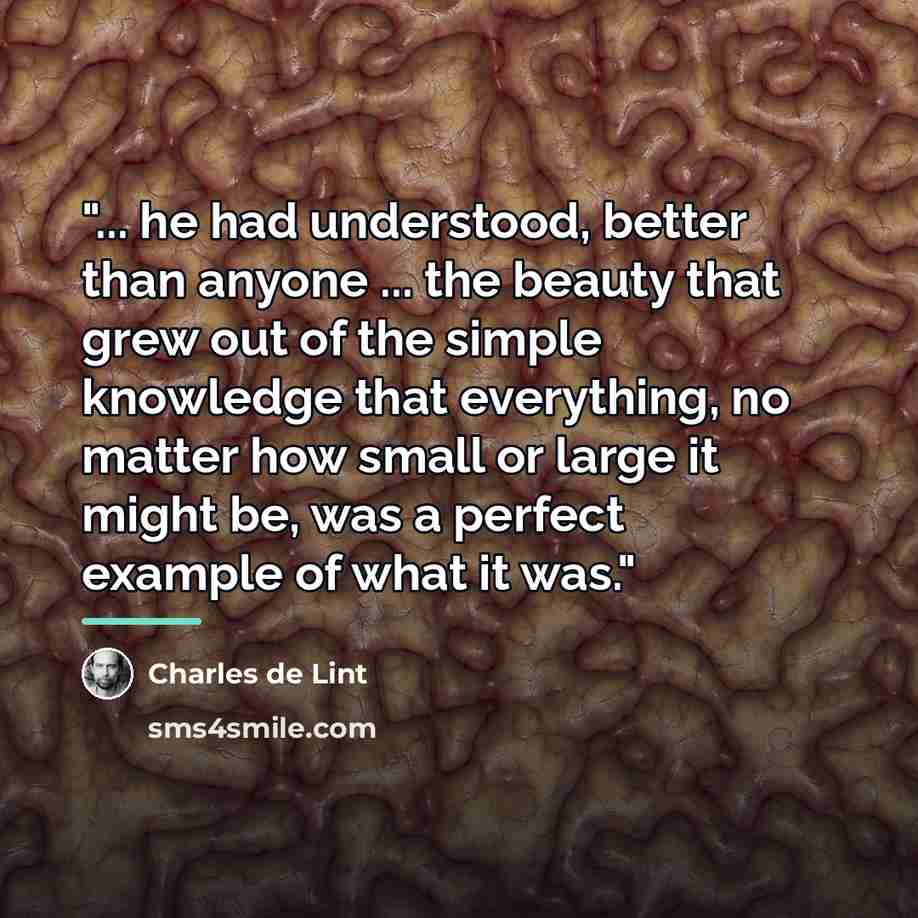 “"... he had understood, better than anyone ... the beauty…” quote by Charles de Lint