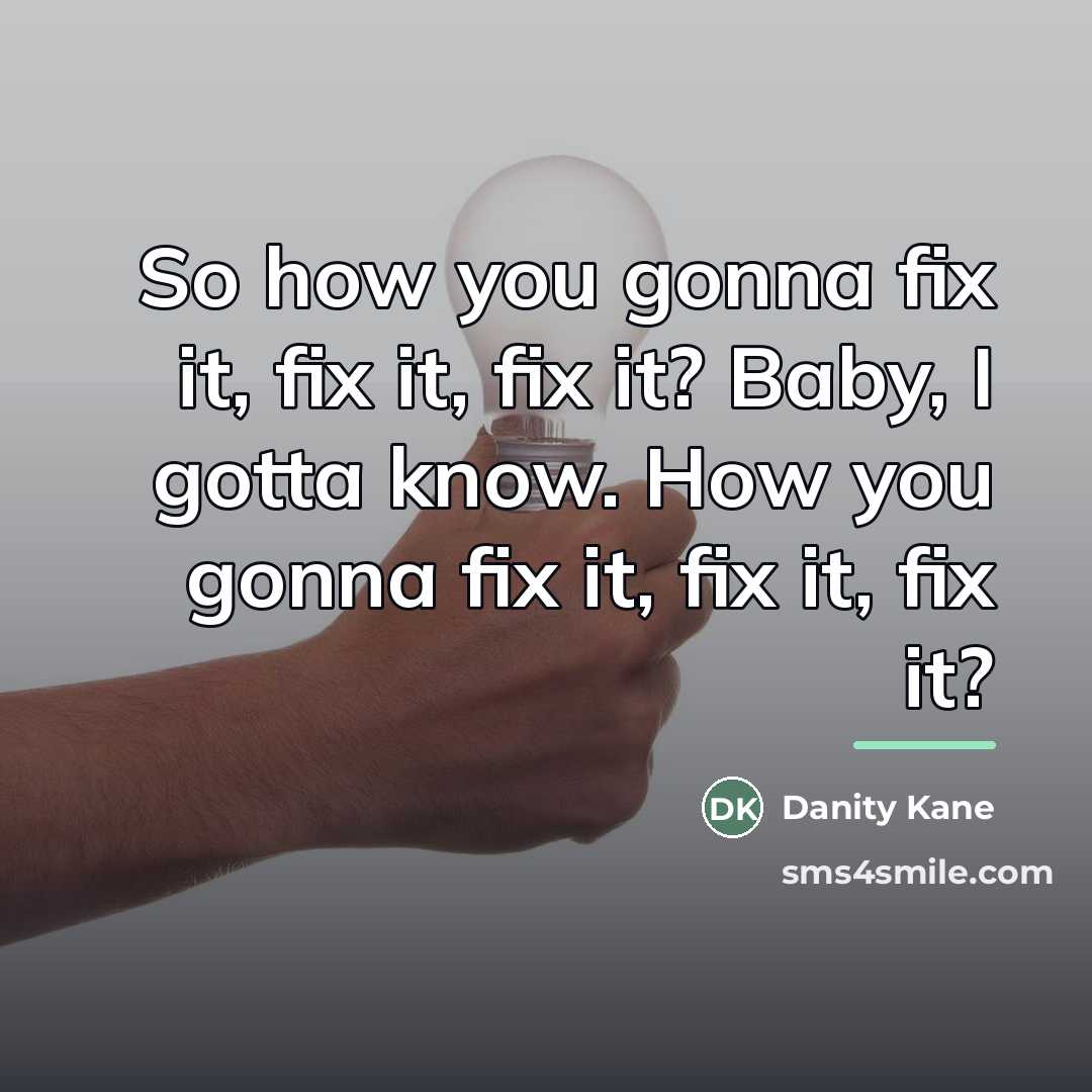 “So how you gonna fix it, fix it, fix it?…” quote by Danity Kane