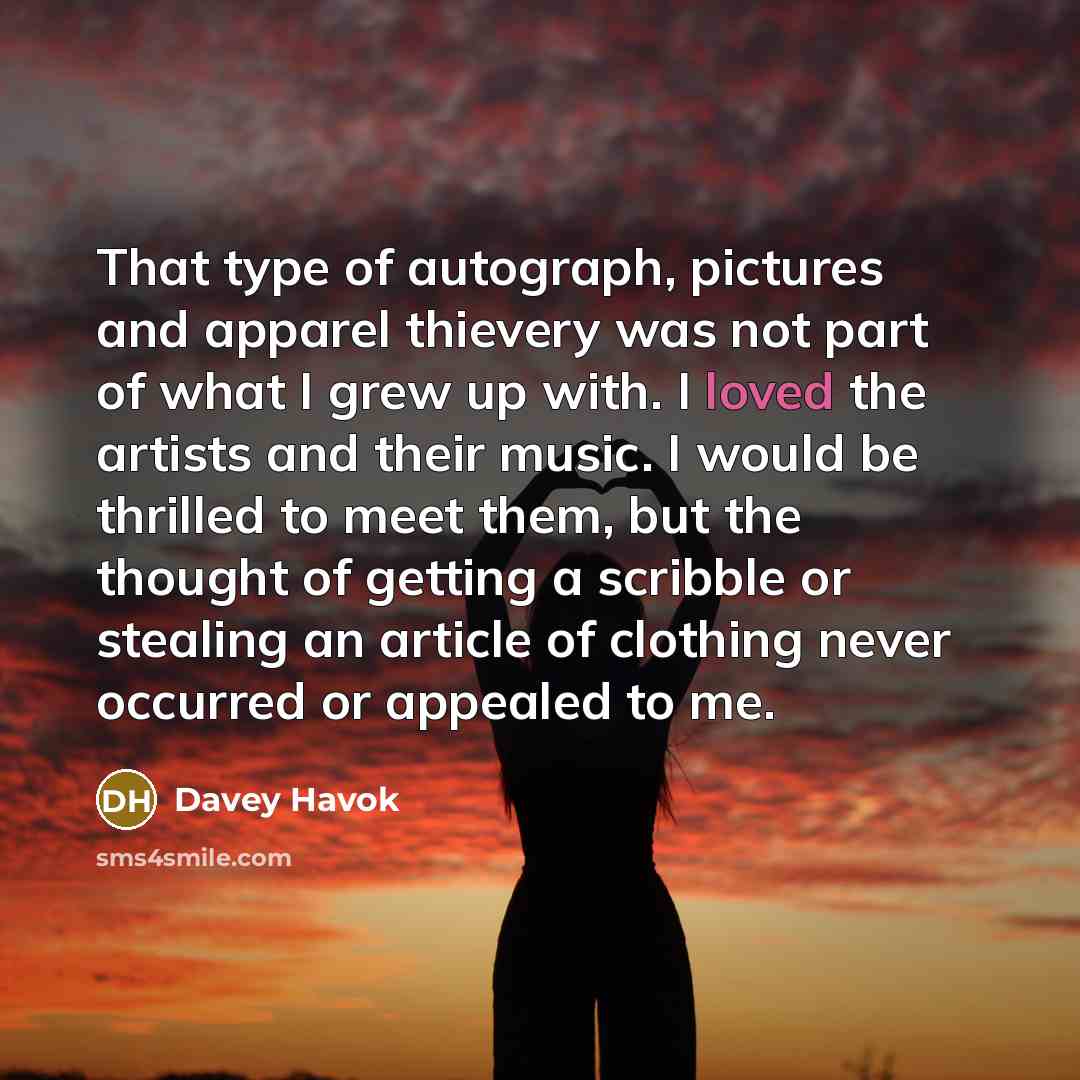 “That type of autograph, pictures and apparel thievery was not…” quote by Davey Havok